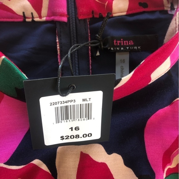 Trina Trina Turk Women's Floral Printed Ponte midi Dress, Pink Sz 16 - Picture 12 of 17